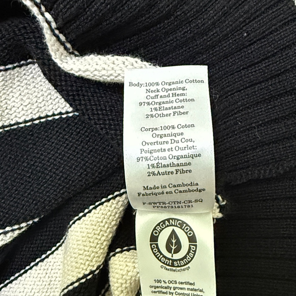 Everlane women’s XS Navy and White Striped Crewneck Sweater like new w/o tags - Picture 4 of 4